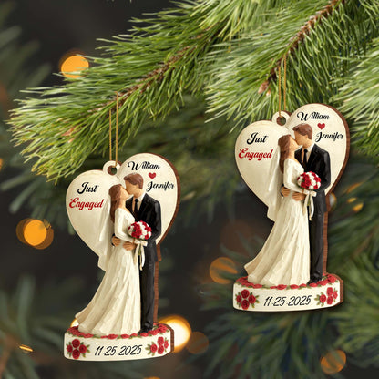 Just Engaged, Couple With Roses Ornament