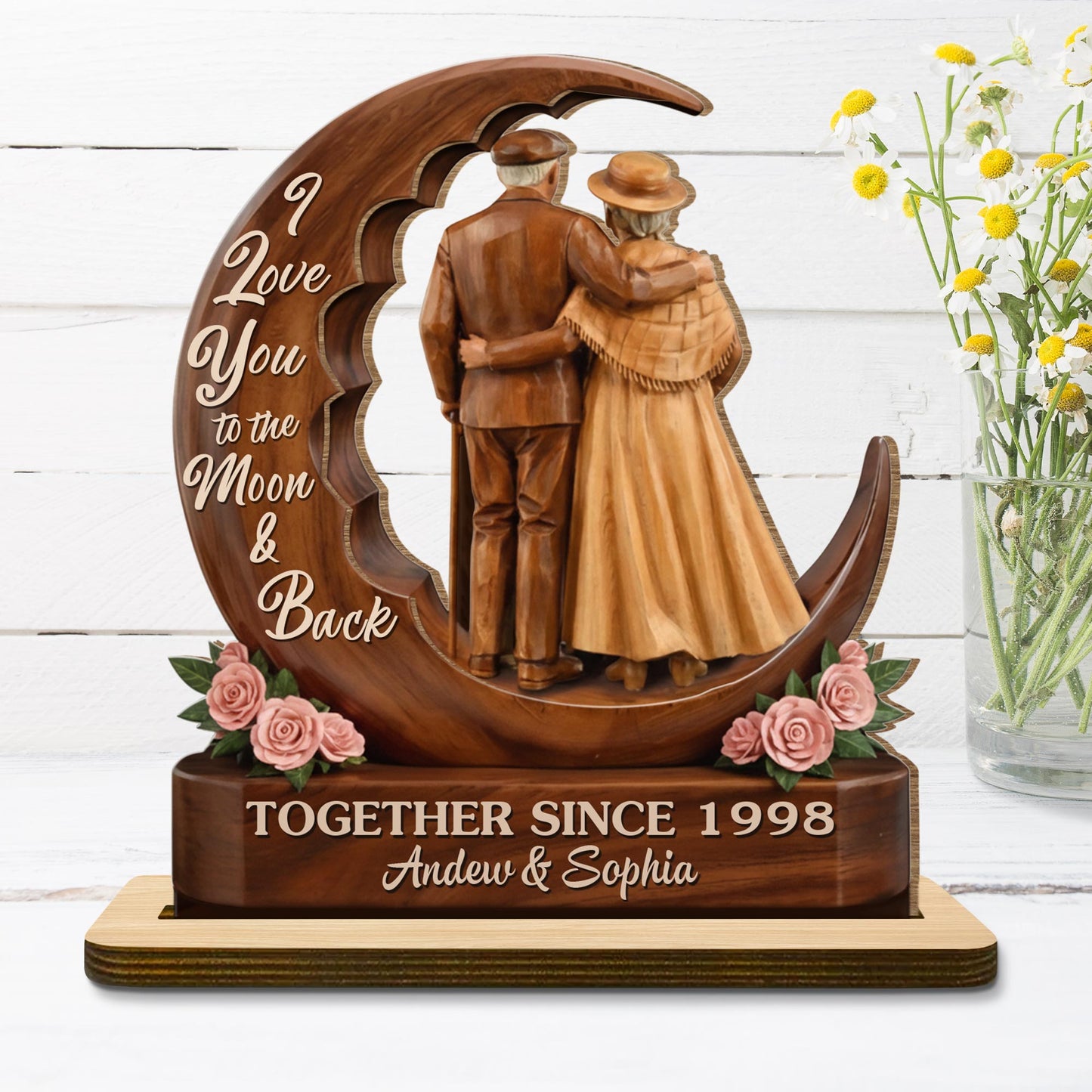 I Love You To The Moon & Back, Couple With Roses