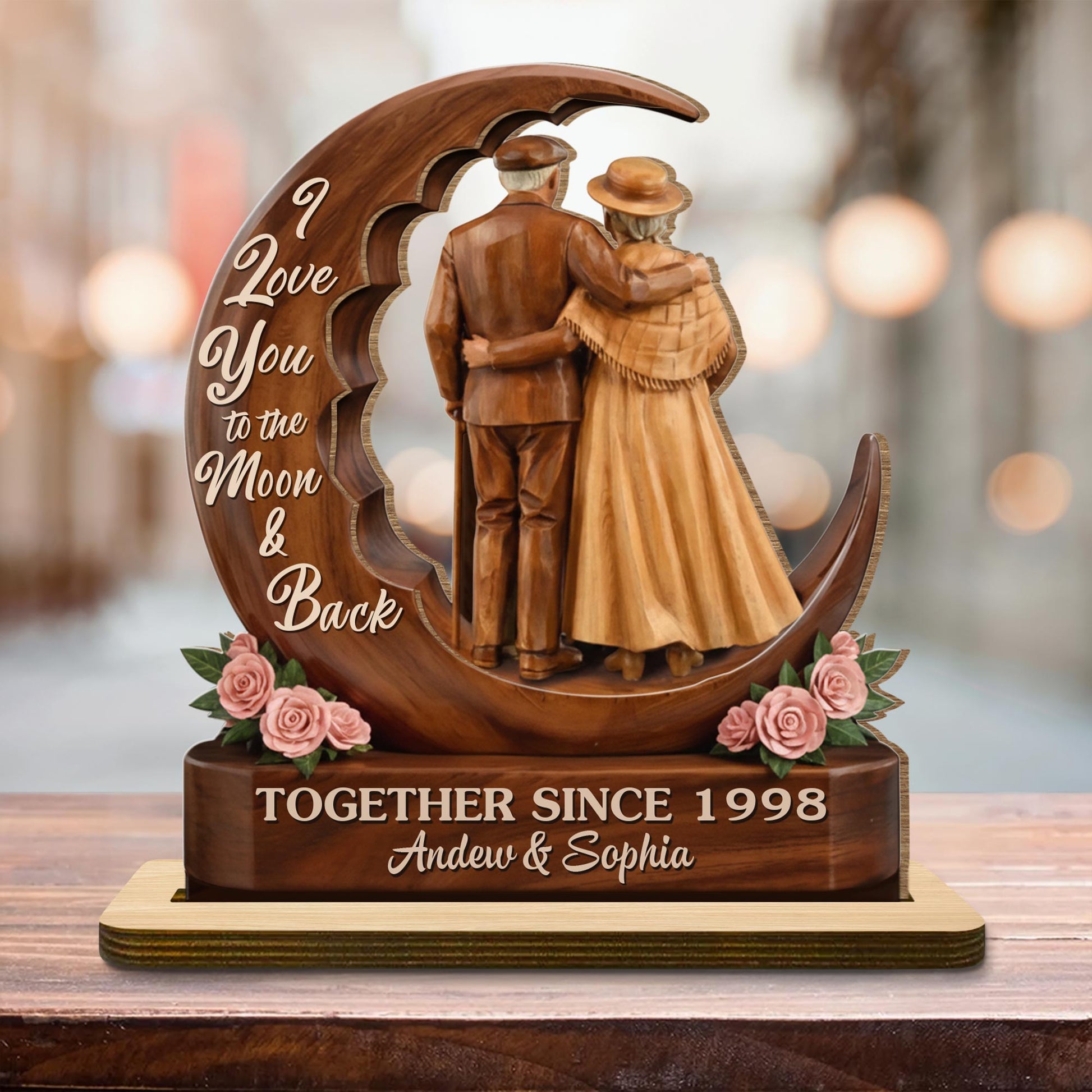 I Love You To The Moon & Back, Couple With Roses