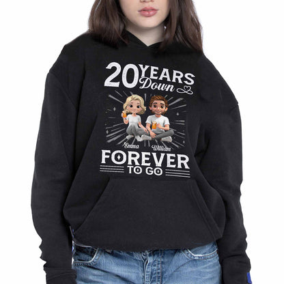 01 Year Down Forever To Go With Cartoon Couple