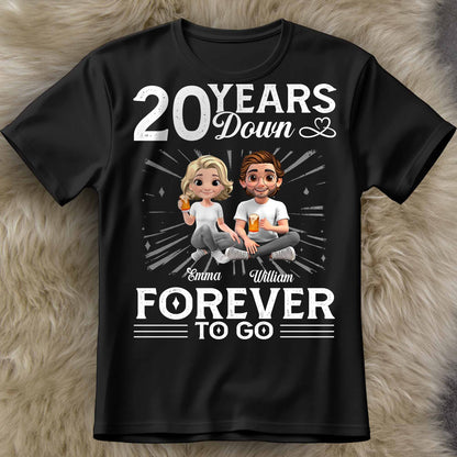 01 Year Down Forever To Go With Cartoon Couple