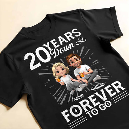 01 Year Down Forever To Go With Cartoon Couple