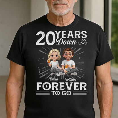 01 Year Down Forever To Go With Cartoon Couple