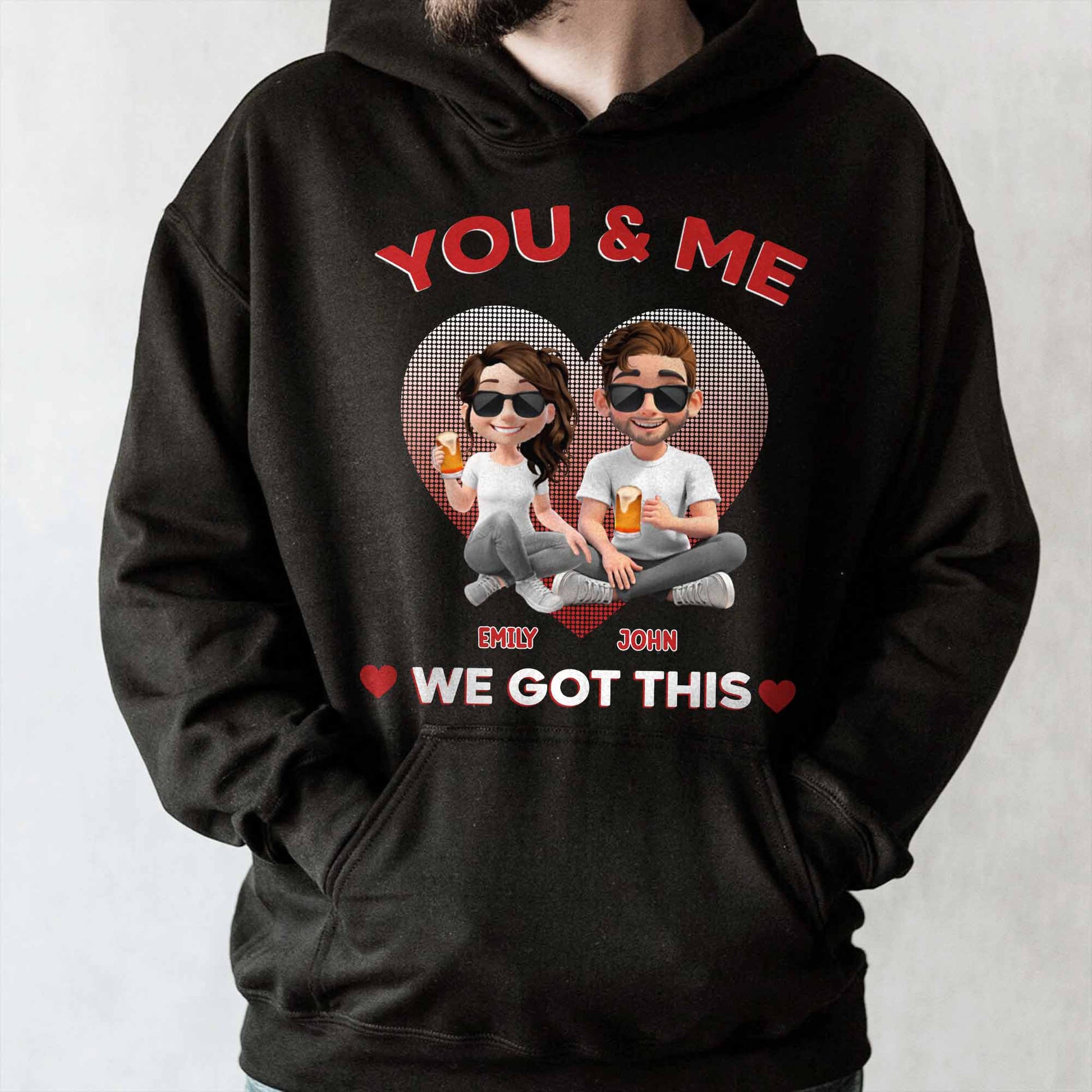 You & Me, We Got This, Heart And Cartoon Couple Design