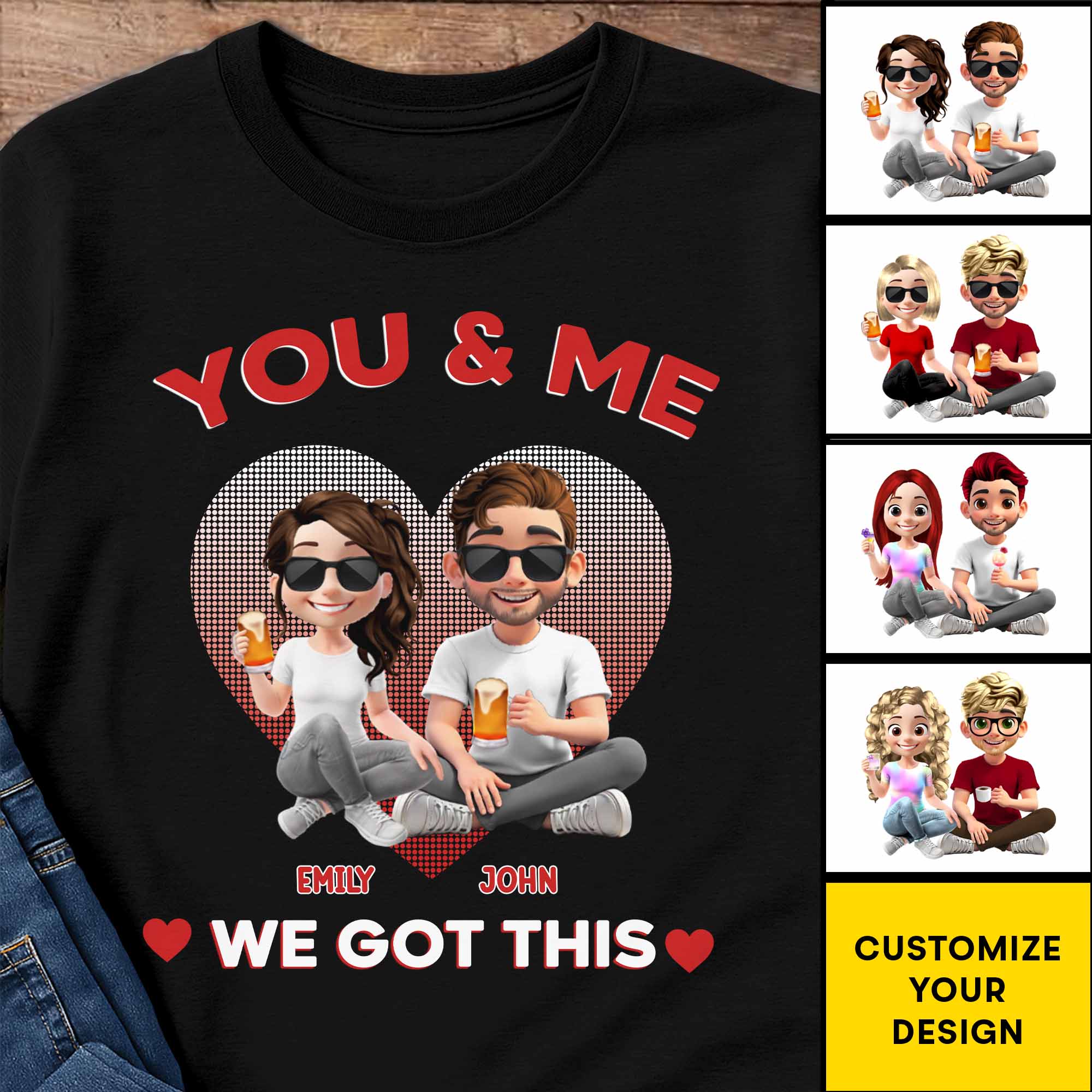 You & Me, We Got This, Heart And Cartoon Couple Design, T-Shirt, Gift ...