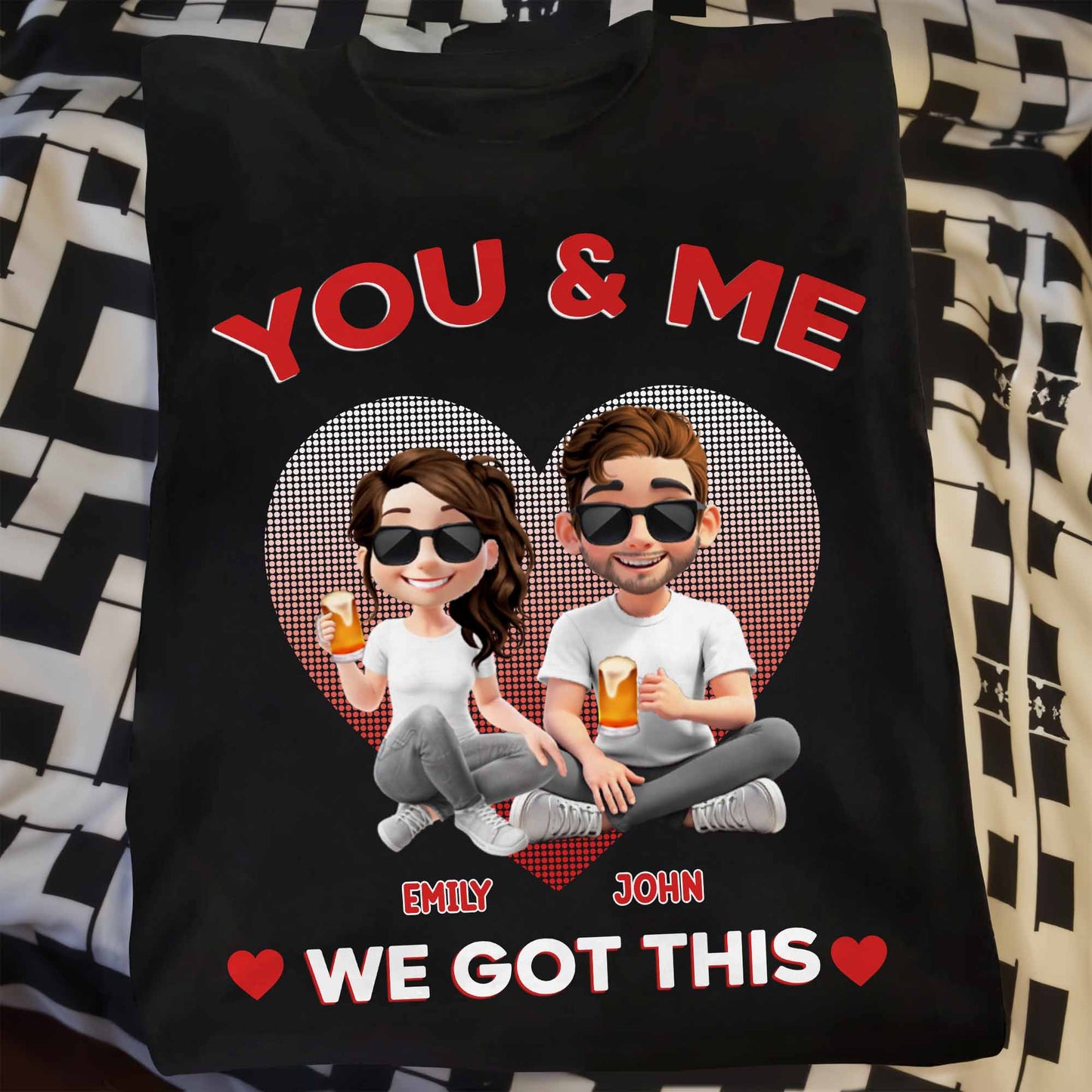 You & Me, We Got This, Heart And Cartoon Couple Design