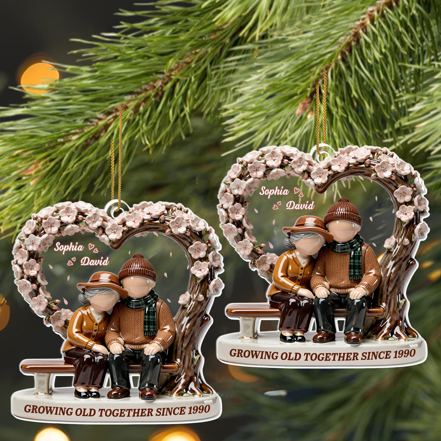 Growing Old Together, Elderly Couple On Bench