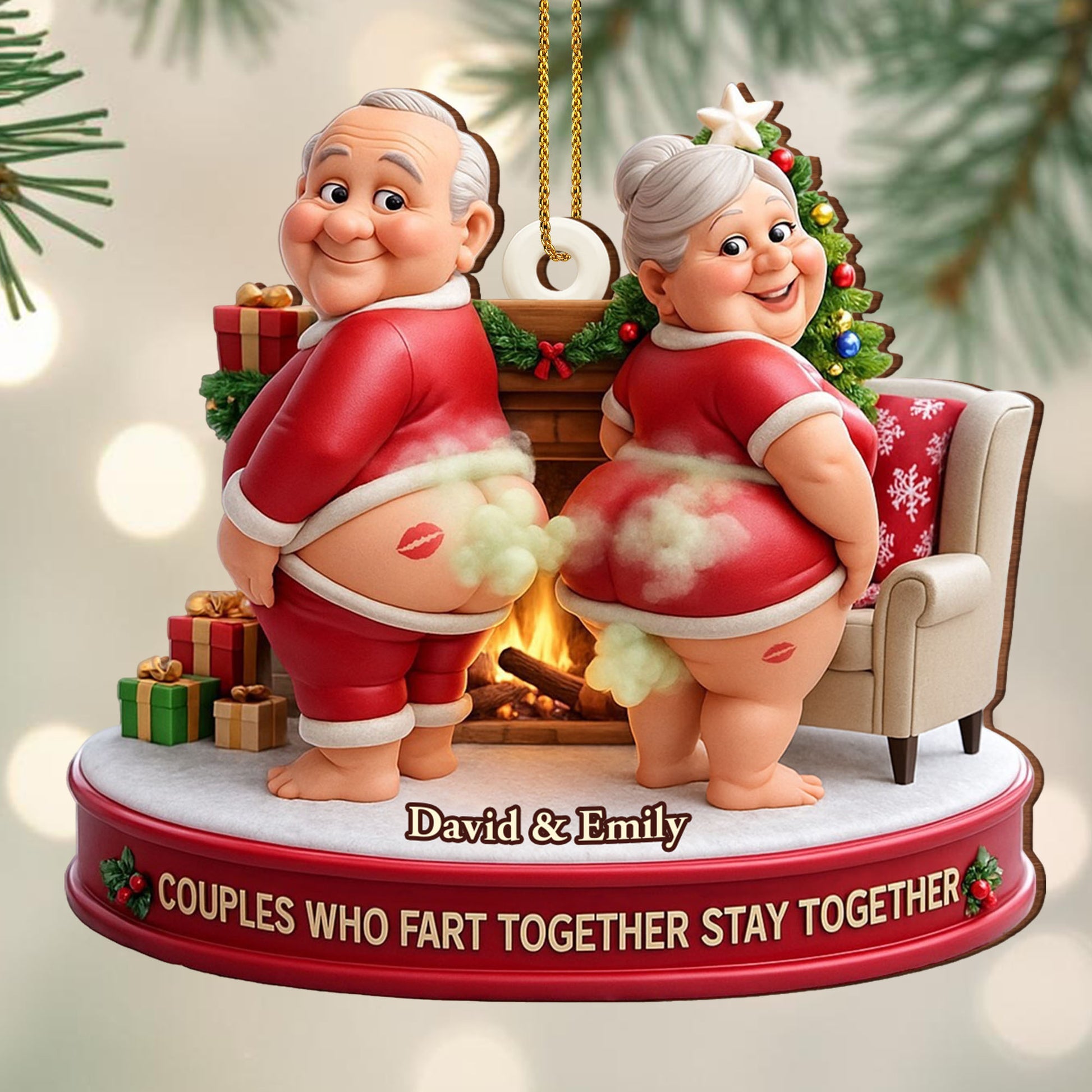 Couples Who Fart Together Stay Together, Elderly Couple Christmas Ornament