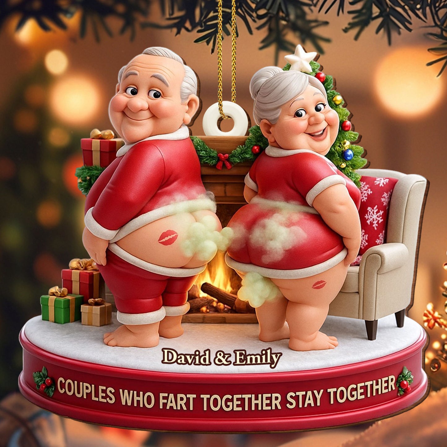 Couples Who Fart Together Stay Together, Elderly Couple Christmas Ornament