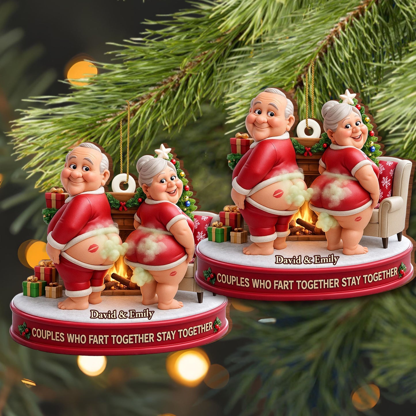 Couples Who Fart Together Stay Together, Elderly Couple Christmas Ornament