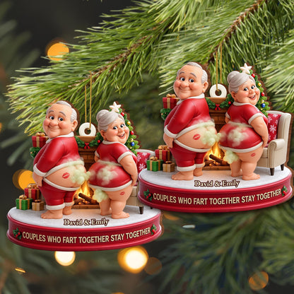 Couples Who Fart Together Stay Together, Elderly Couple Christmas Ornament