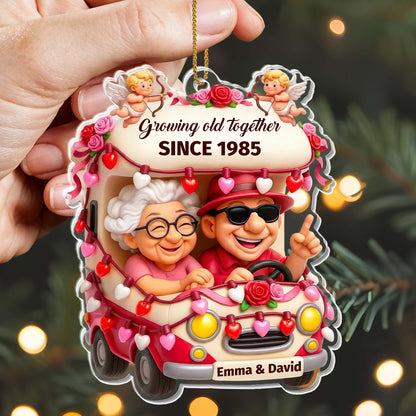 Growing Old Together, Car Filled With Roses And Hearts