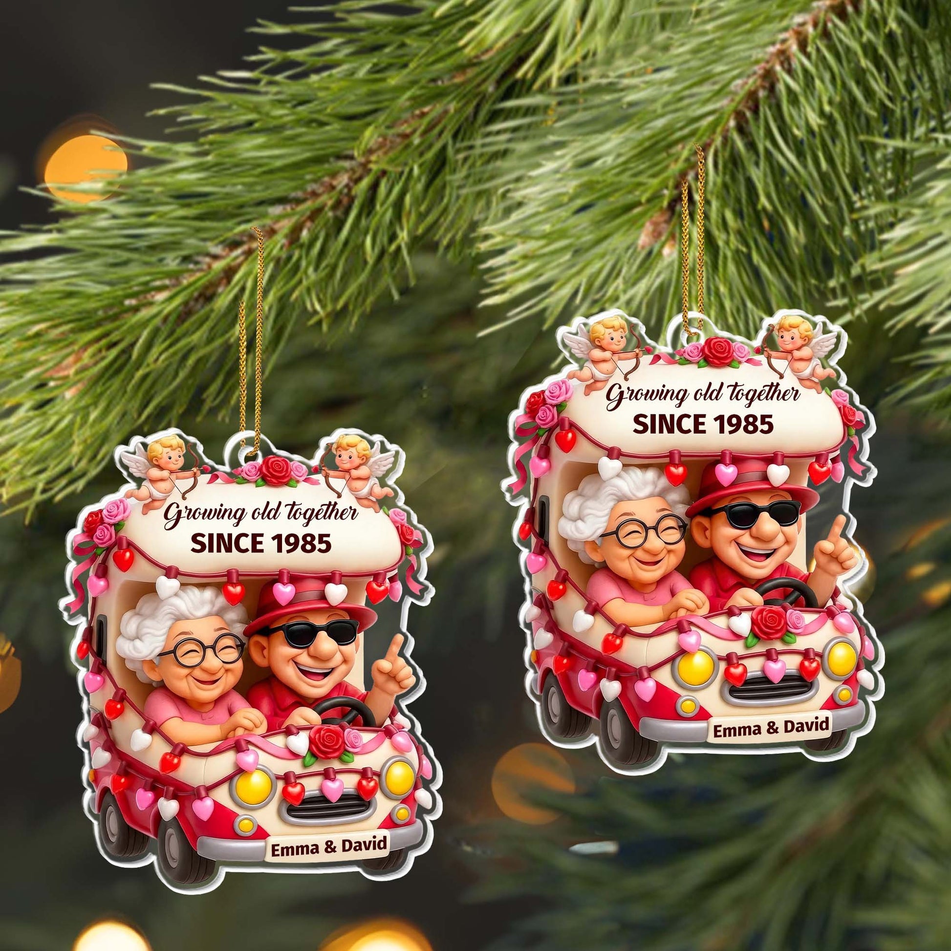 Growing Old Together, Car Filled With Roses And Hearts