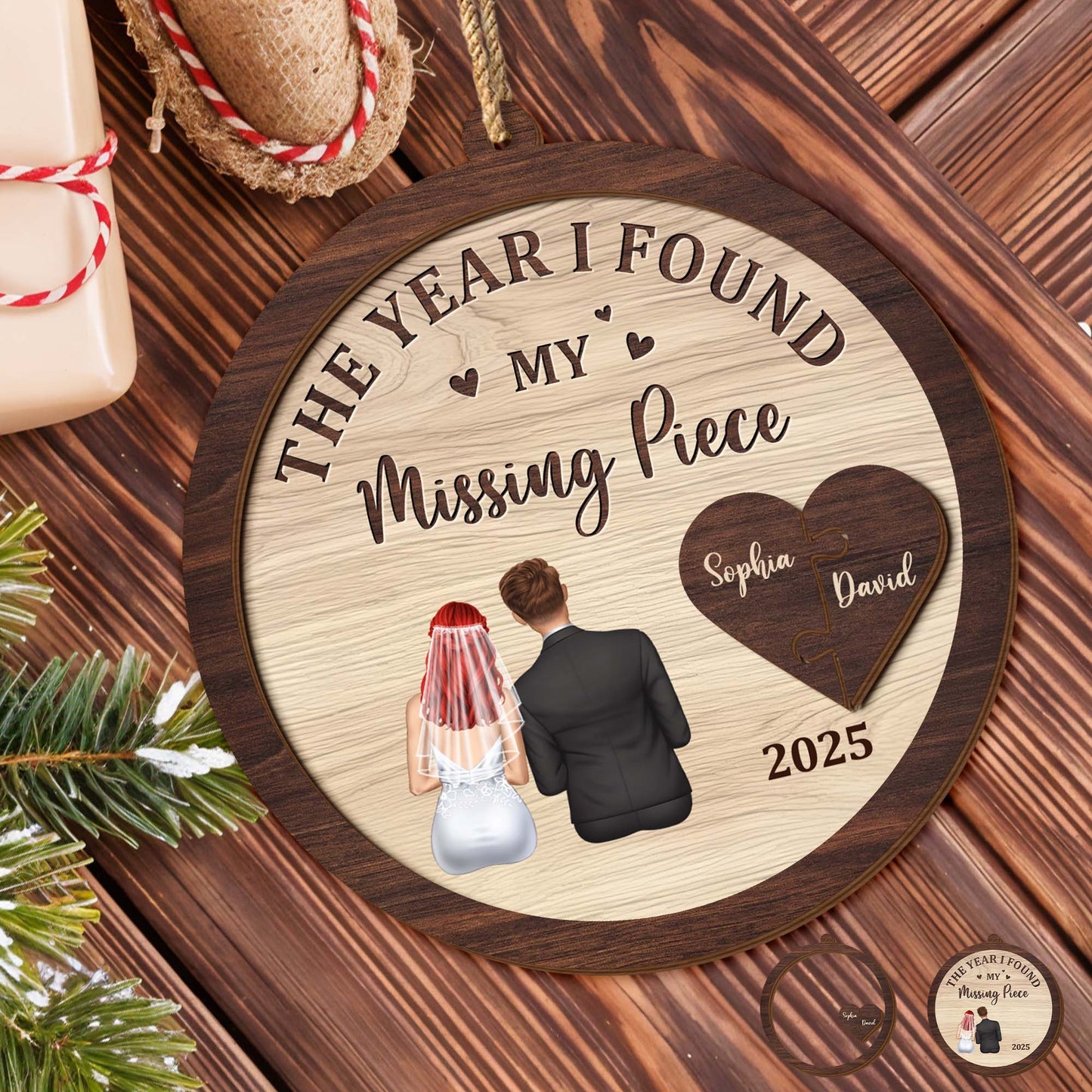 The Year I Found My Missing Piece - Personalized Double Layer Wood Ornament - CPL1046_DWO