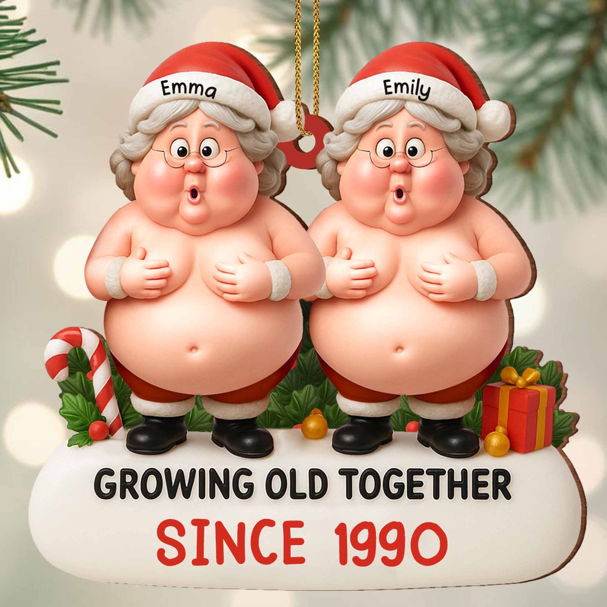 Growing Old Together, Santa Hats, Elderly Couple