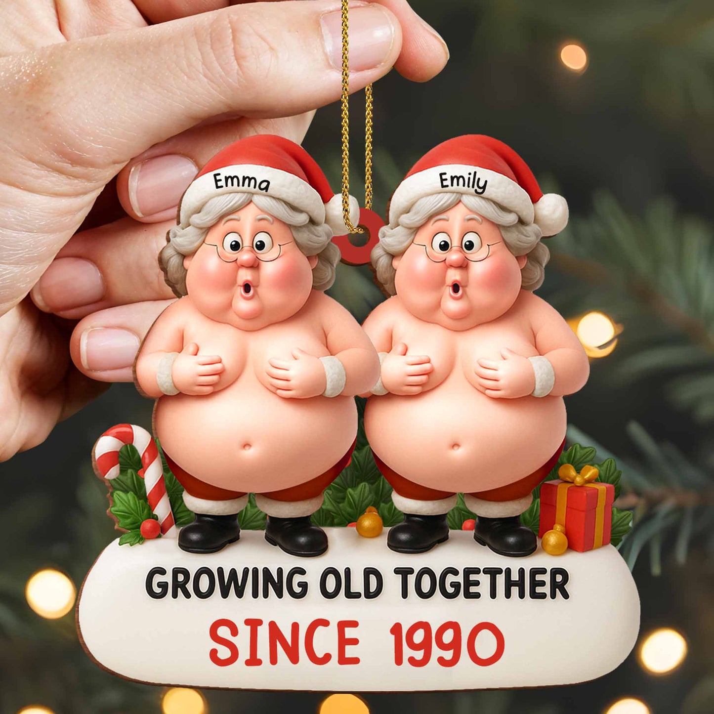 Growing Old Together, Santa Hats, Elderly Couple