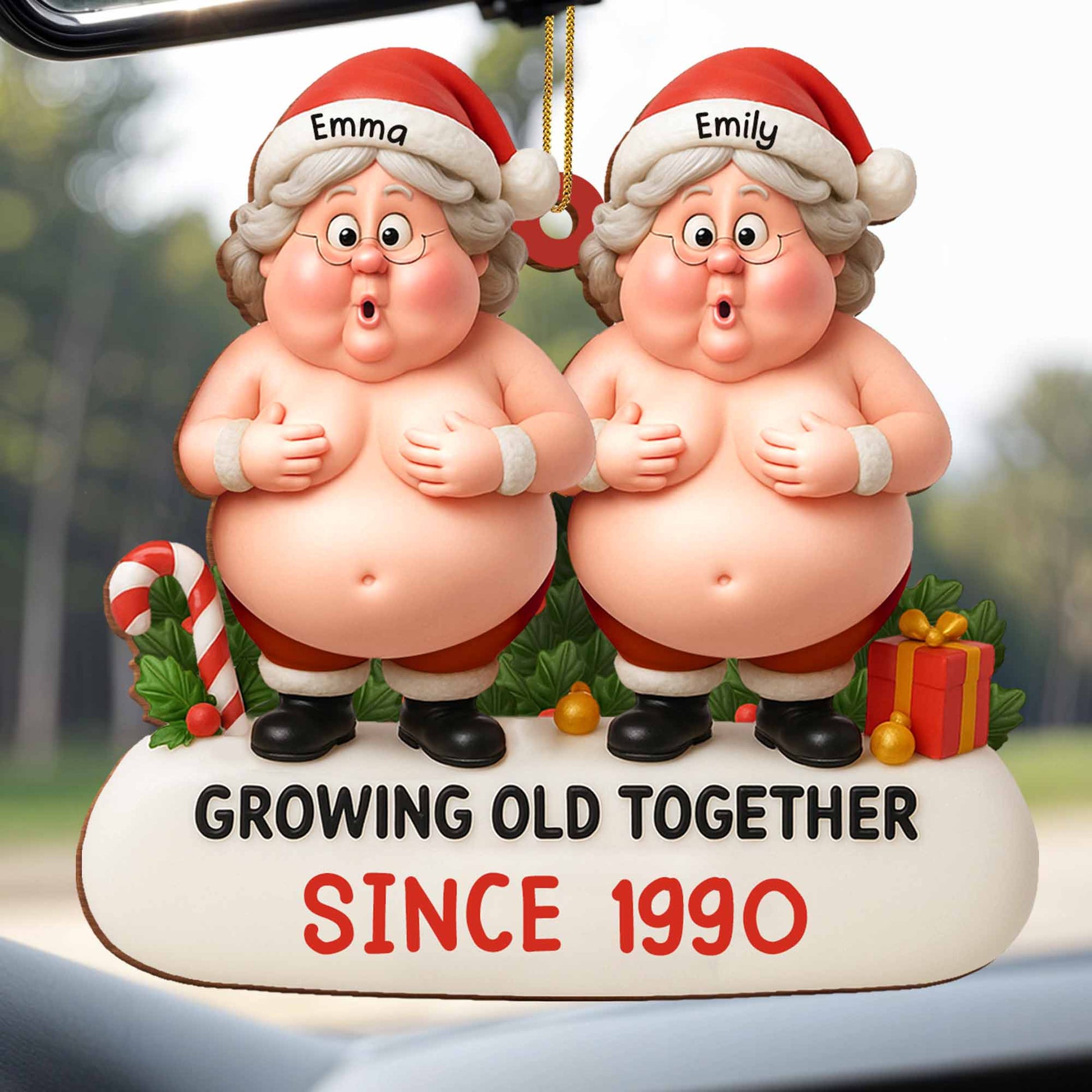 Growing Old Together, Santa Hats, Elderly Couple