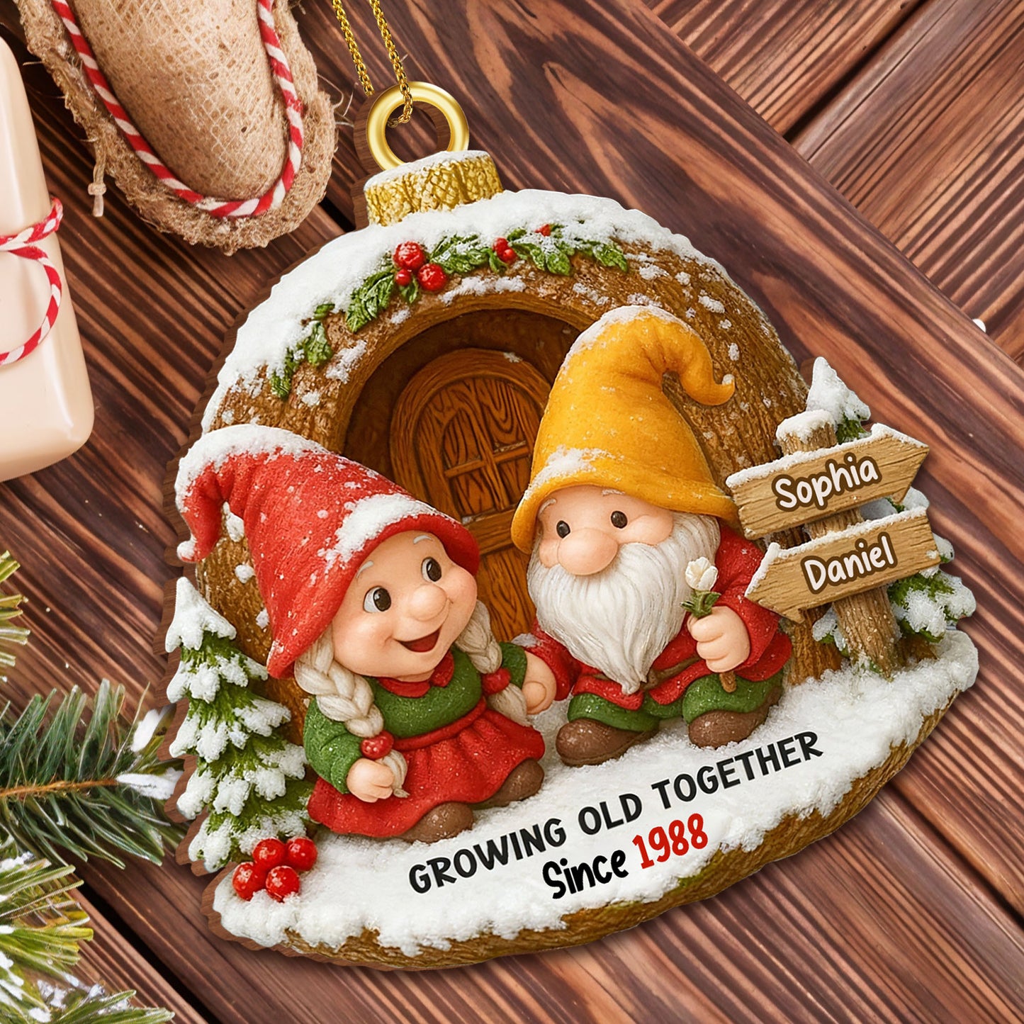 Growing Old Together, Woodland Gnome Ornament