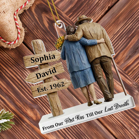 From Our First Kiss Till Our Last Breath, Couple And Wooden Sign