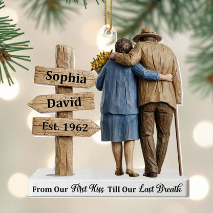 From Our First Kiss Till Our Last Breath, Couple And Wooden Sign