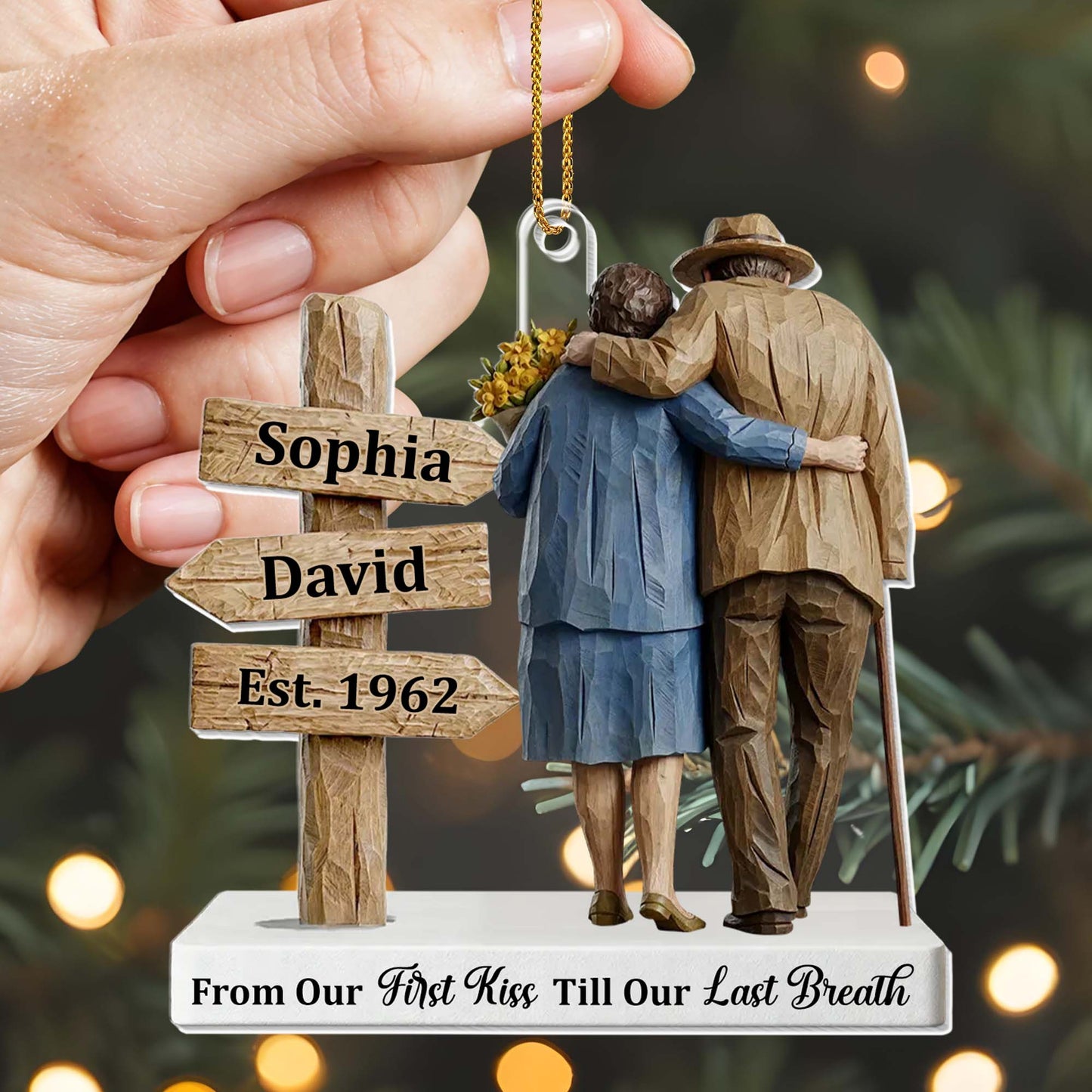 From Our First Kiss Till Our Last Breath, Couple And Wooden Sign