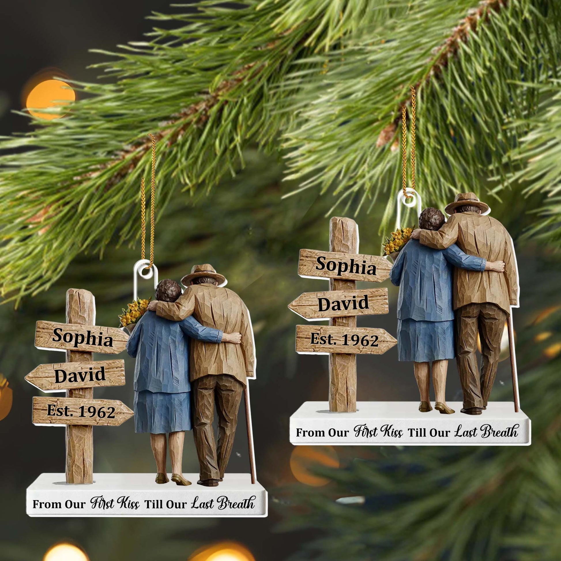 From Our First Kiss Till Our Last Breath, Couple And Wooden Sign