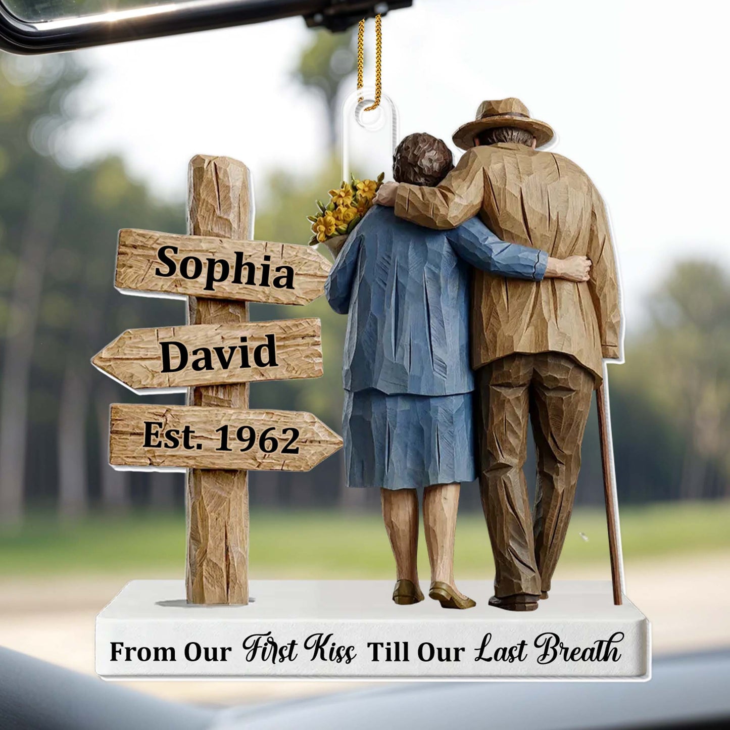 From Our First Kiss Till Our Last Breath, Couple And Wooden Sign