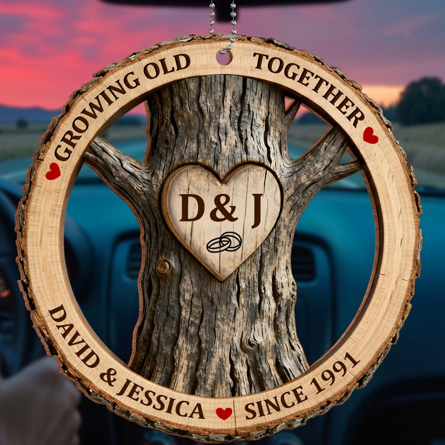Growing Old Together Wood Heart Design