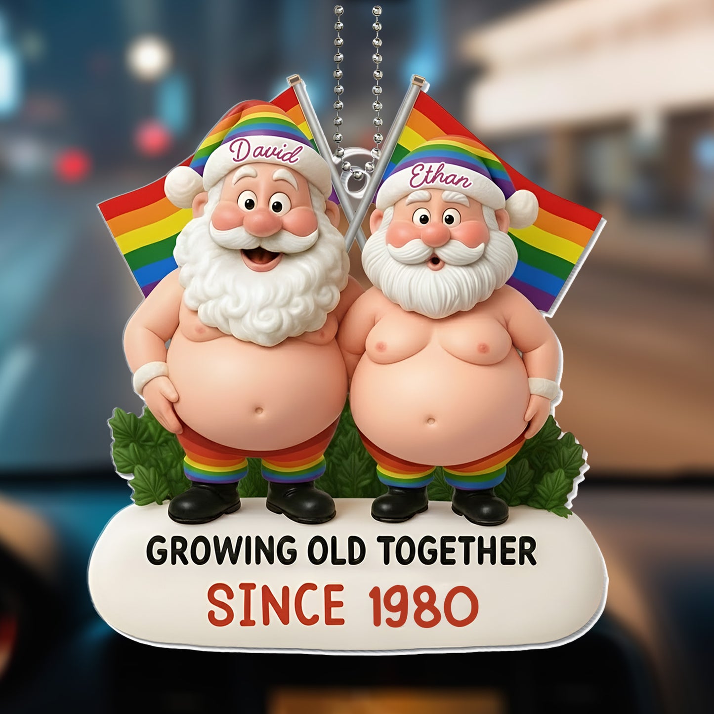 Growing Old Together With Santa And Rainbow Flag