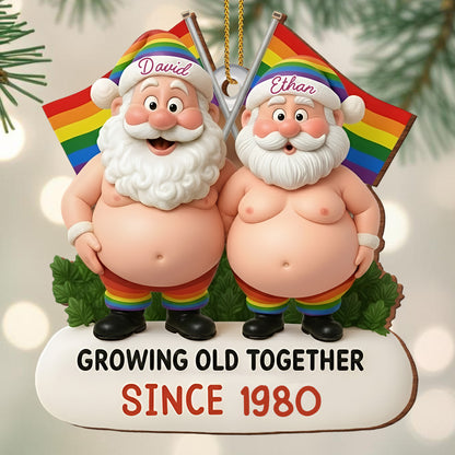 Growing Old Together, Santa Hats And Rainbow Flag