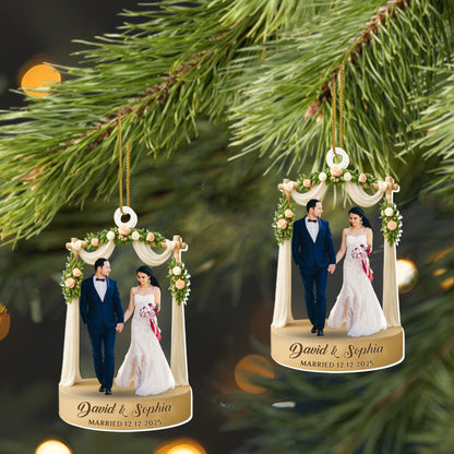 Celebrate Your Love With Wedding Arch And Roses - Personalized Custom Acrylic Ornament, Christmas Gift - CPL1066_ACO
