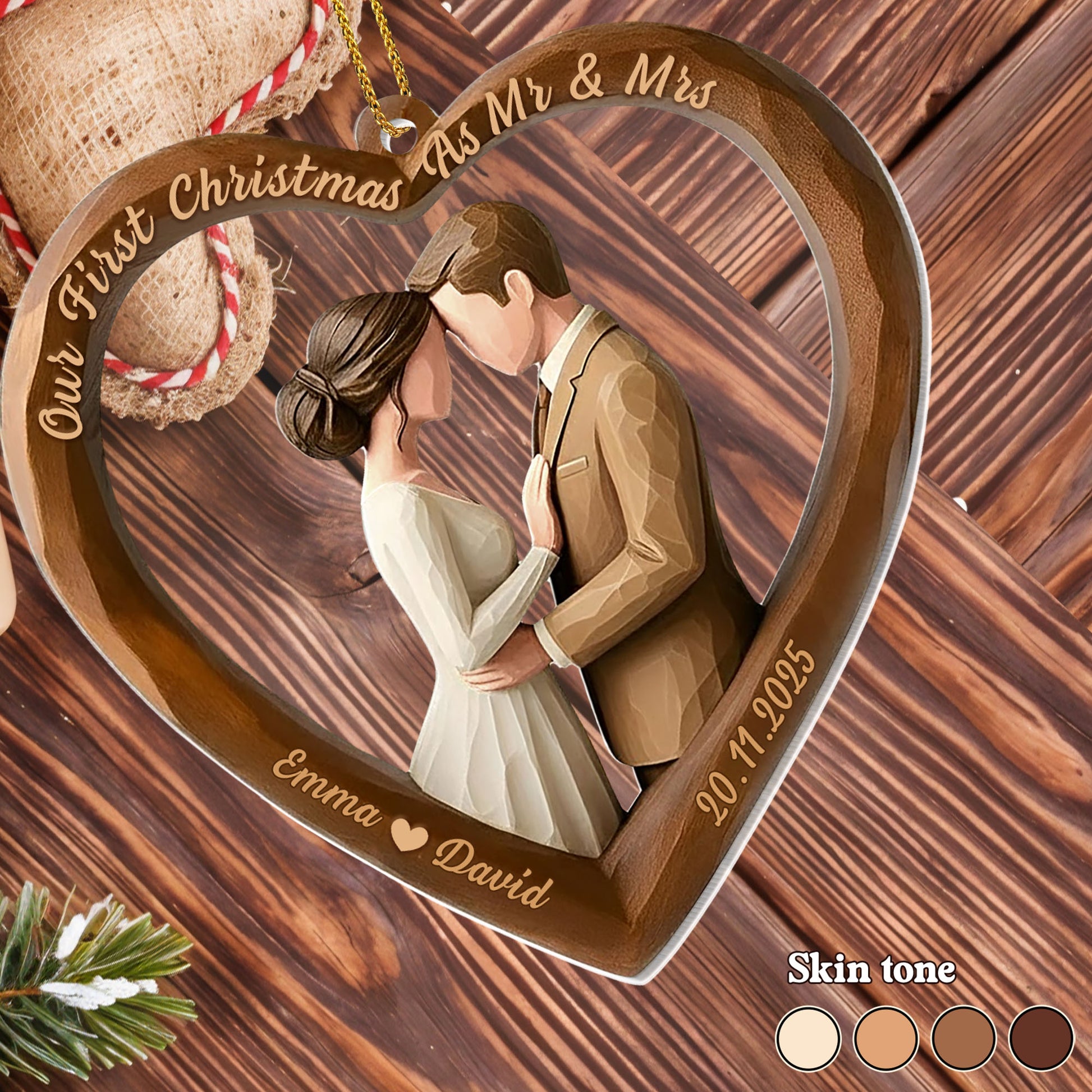 Our First Christmas As Mr & Mrs, Heart-Shaped Couple