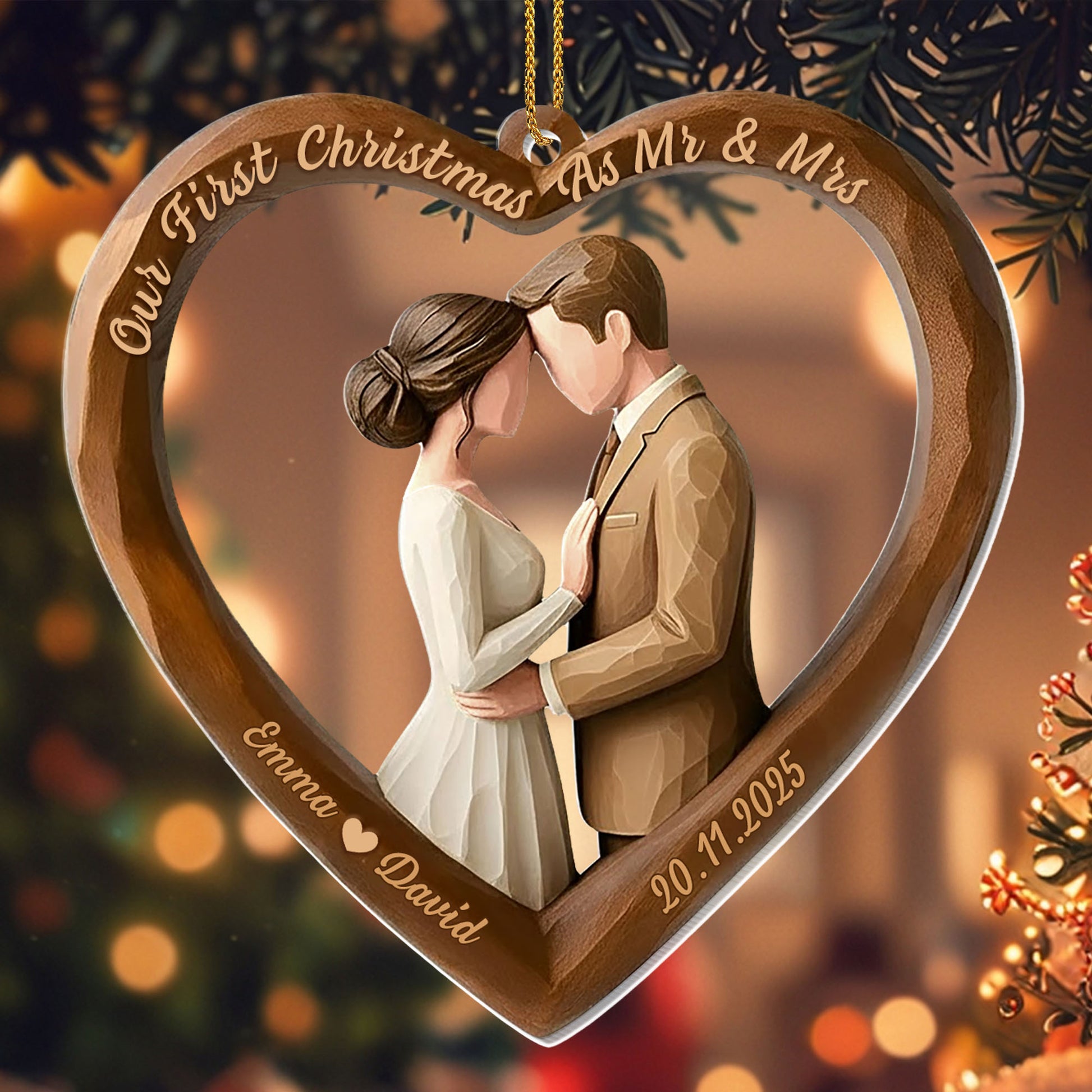 Our First Christmas As Mr & Mrs, Heart-Shaped Couple