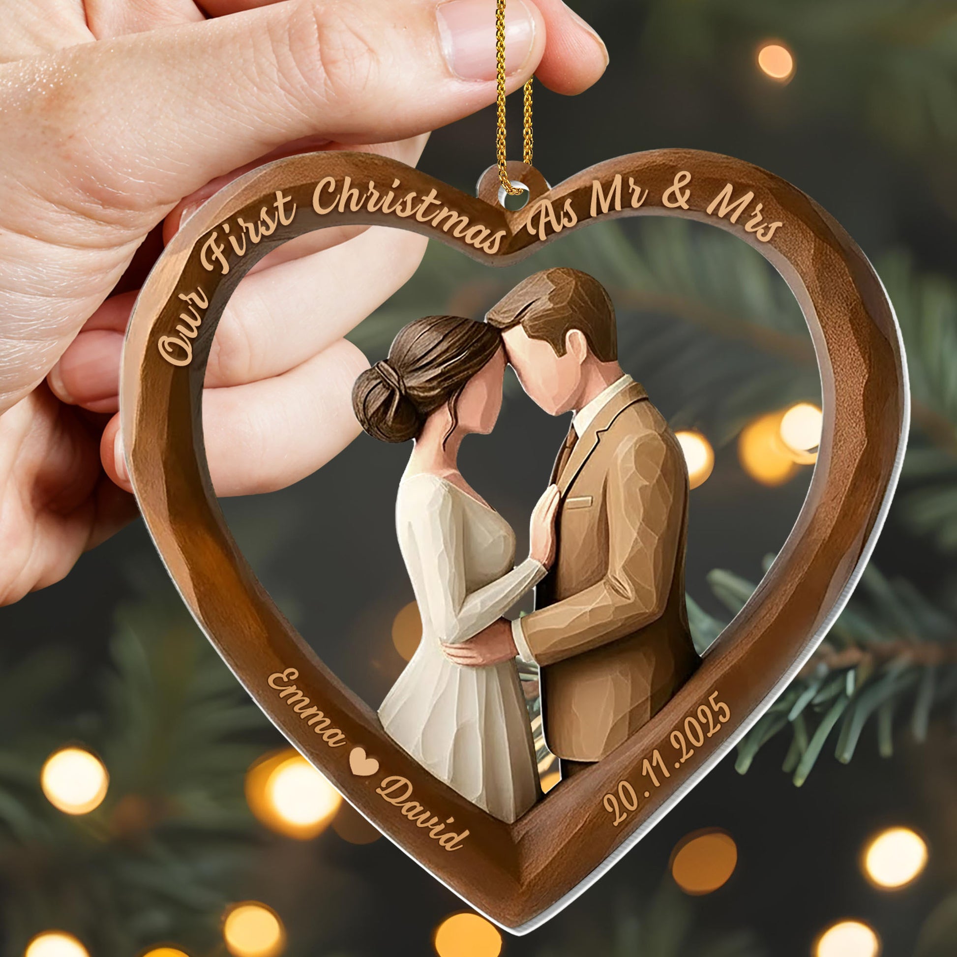 Our First Christmas As Mr & Mrs, Heart-Shaped Couple