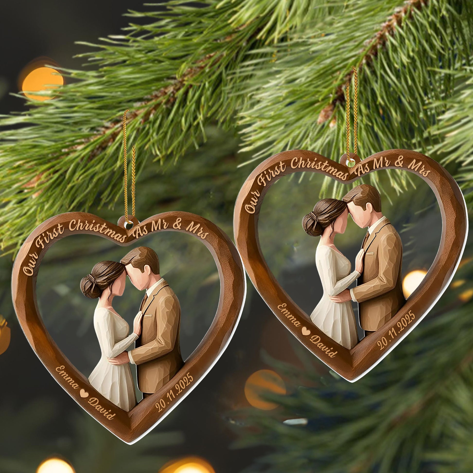 Our First Christmas As Mr & Mrs, Heart-Shaped Couple