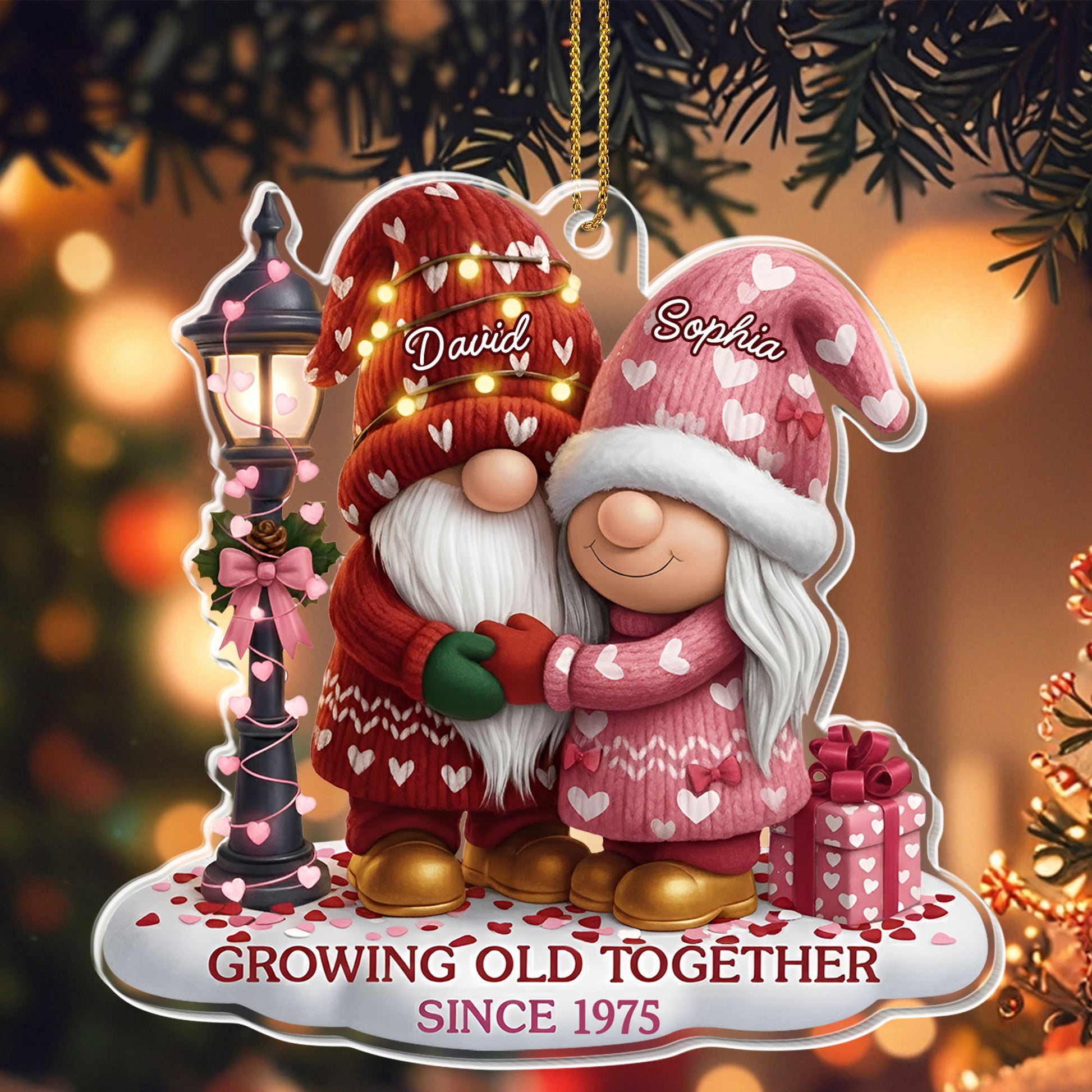 Growing Old Together With Elderly Couple And Hearts