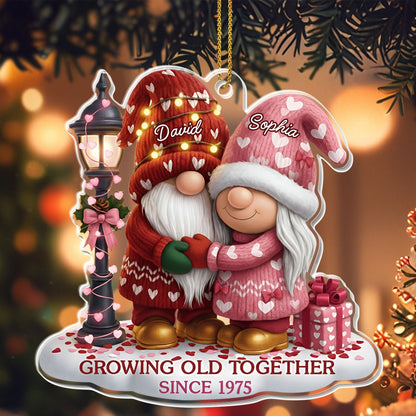 Growing Old Together With Elderly Couple And Hearts