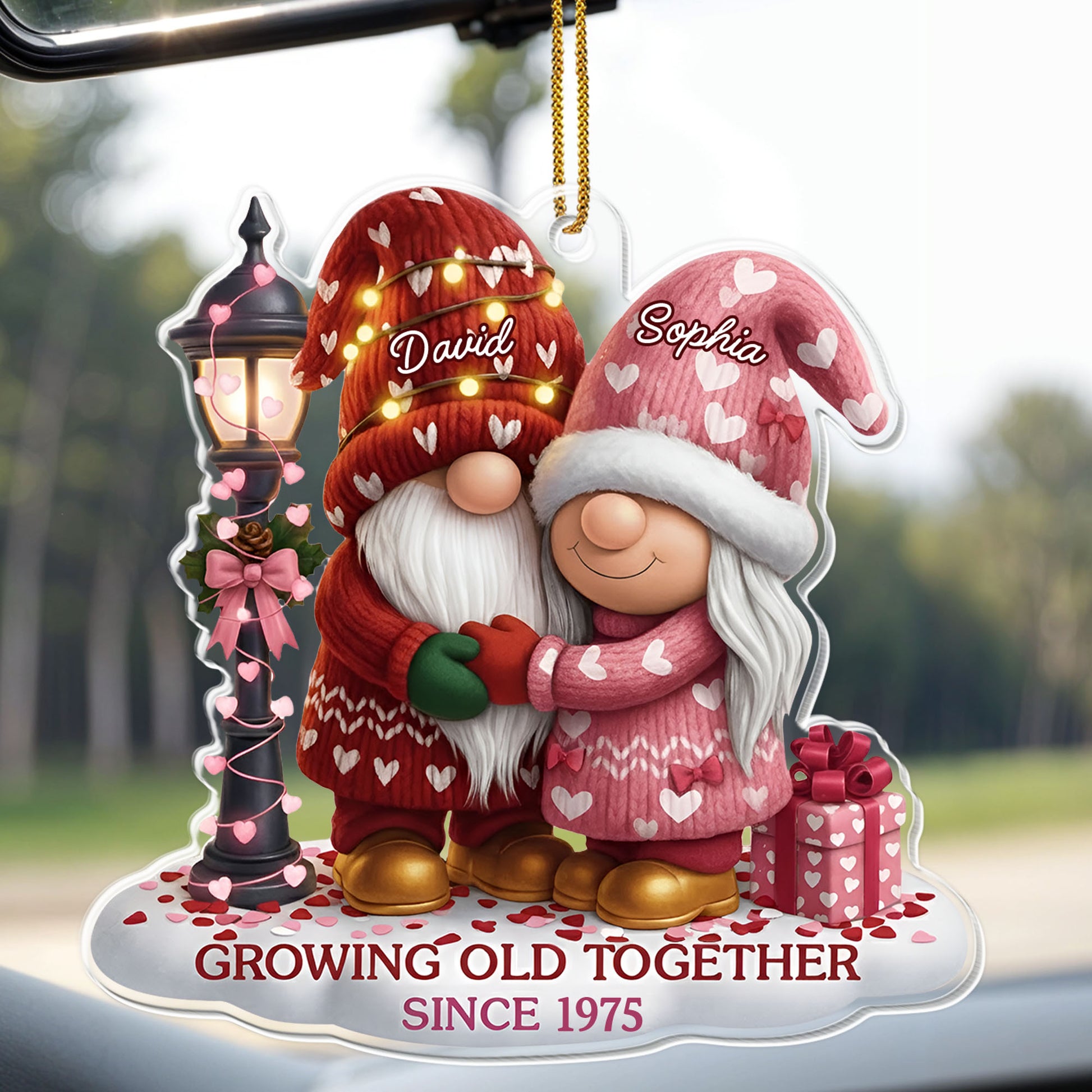 Growing Old Together With Elderly Couple And Hearts