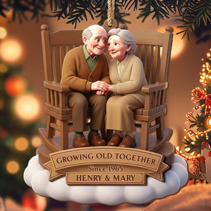 Growing Old Together, Elderly Couple On Rocking Chair