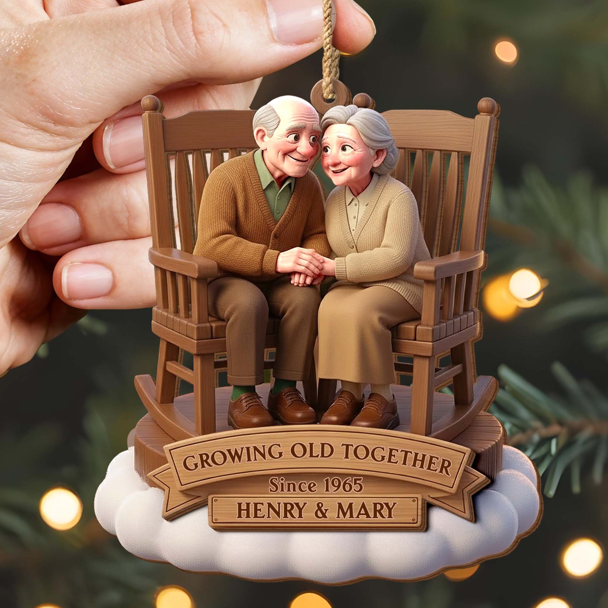 Growing Old Together, Elderly Couple On Rocking Chair