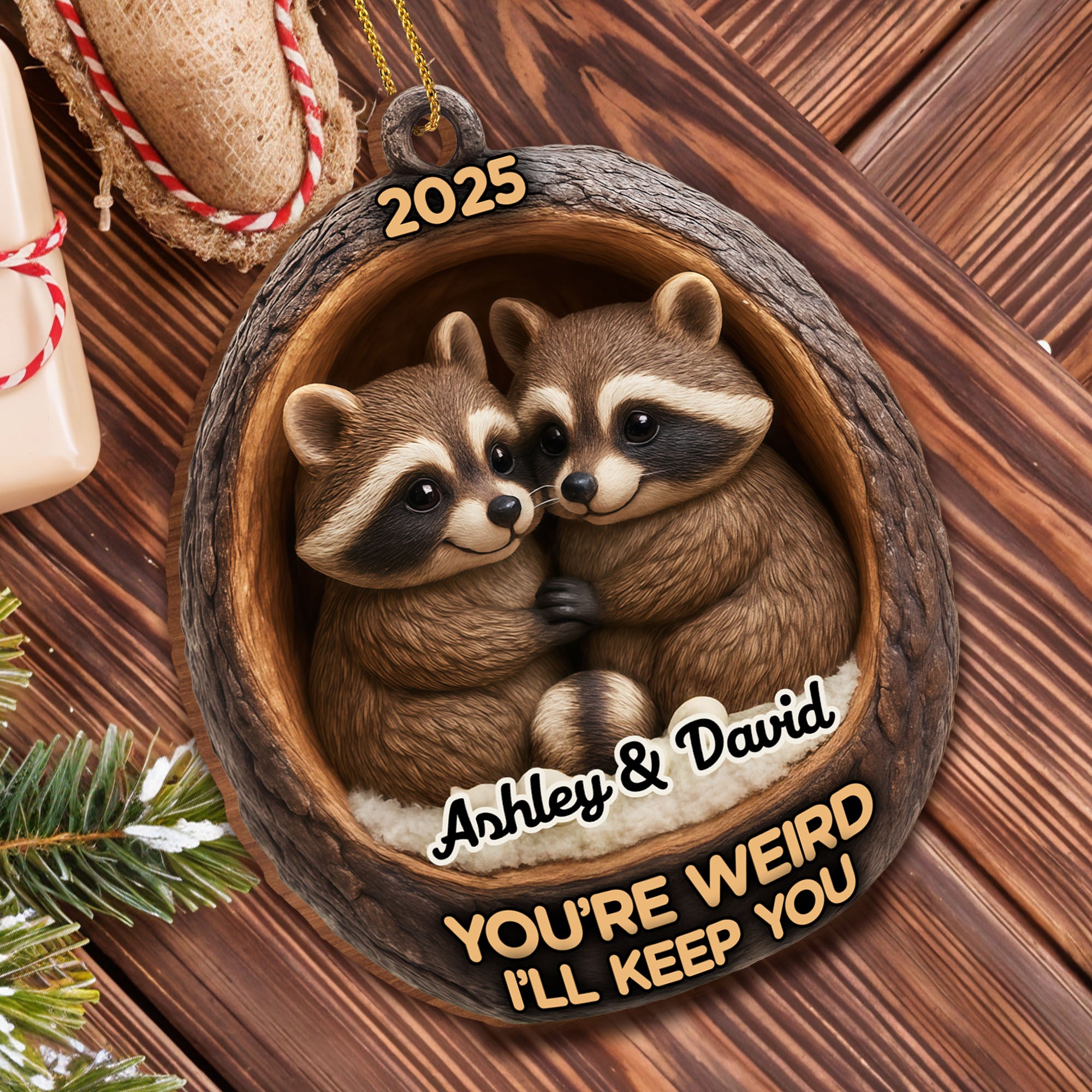 You're Weird I'll Keep You, Raccoons In Tree Trunk, Gift For Couples ...