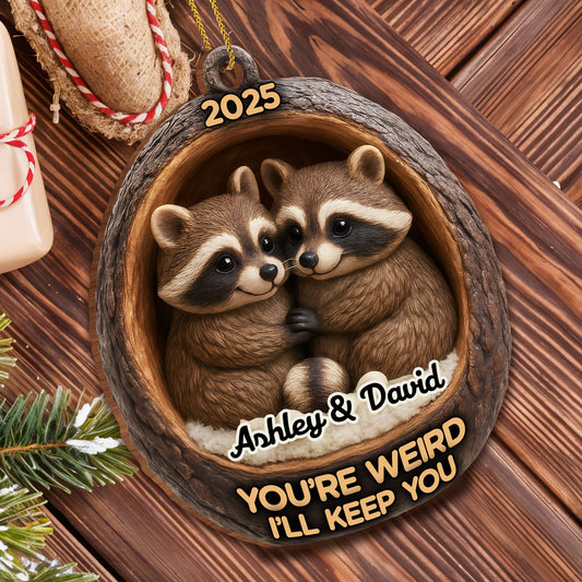 You're Weird I'll Keep You, Raccoons In Tree Trunk