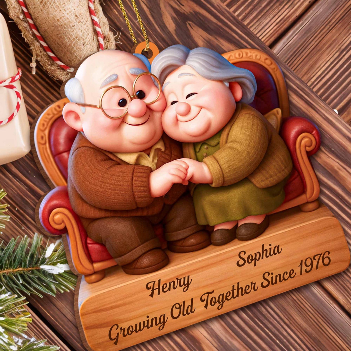 Growing Old Together Since Elderly Couple Ornament
