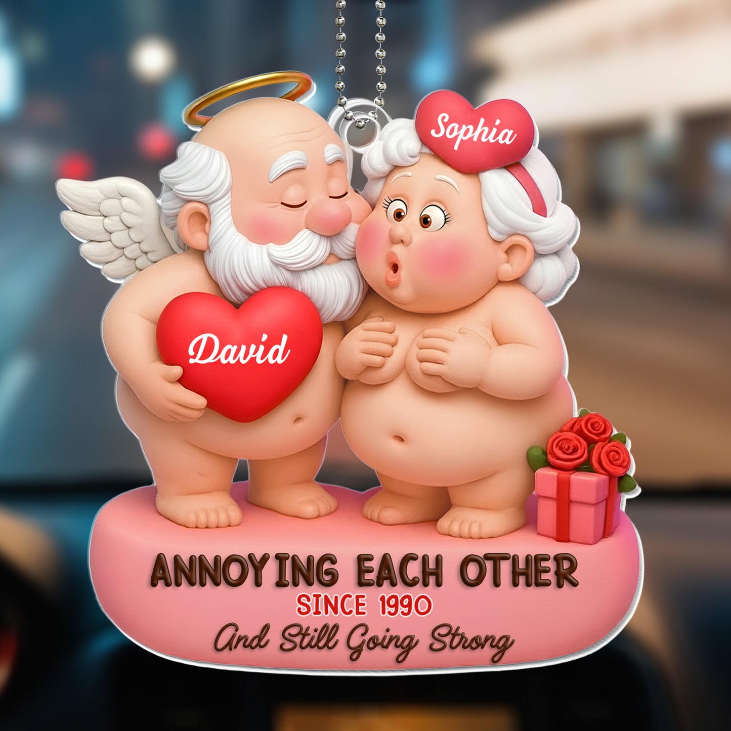 Annoying Each Other And Still Going Strong, Angels With Heart - Personalized Custom Acrylic Ornament, Car Hanging Ornament - CPL1116_ACA