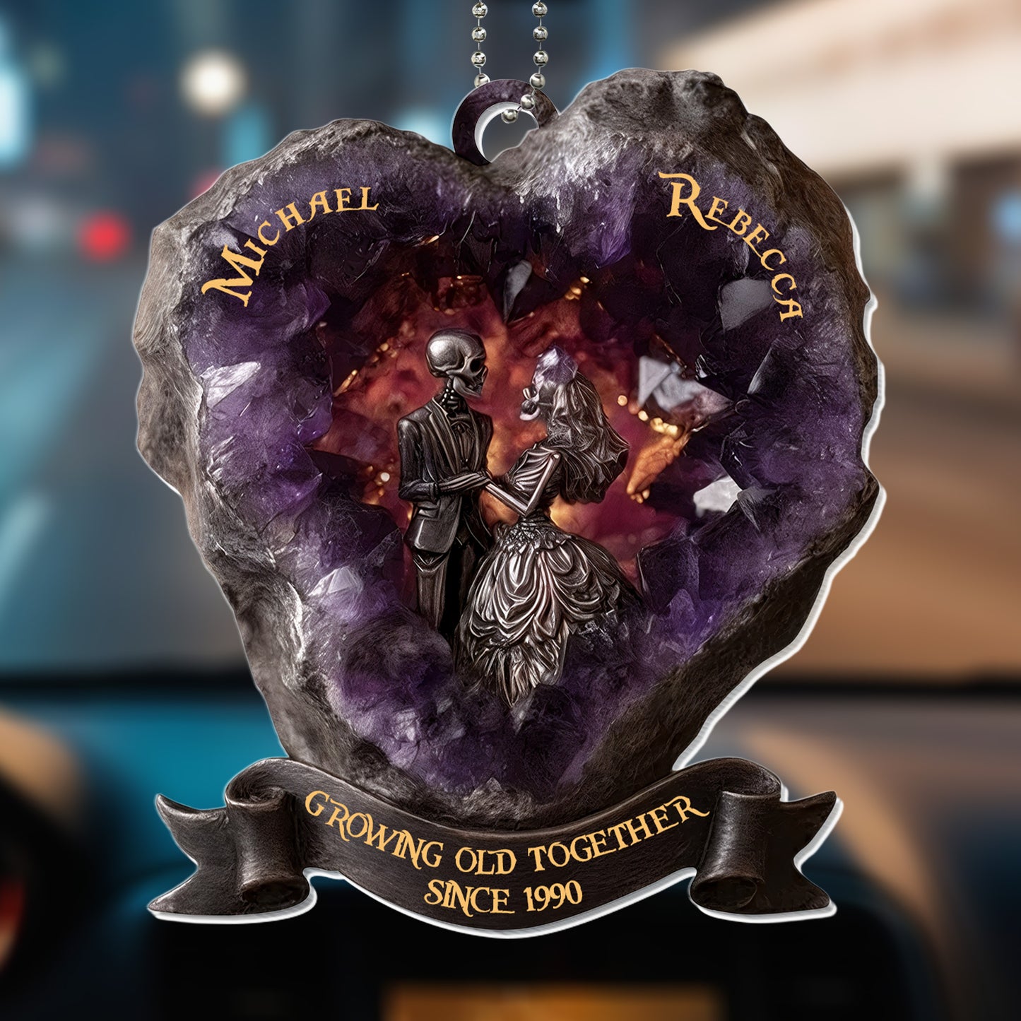 Growing Old Together, Heart With Couple And Crystals