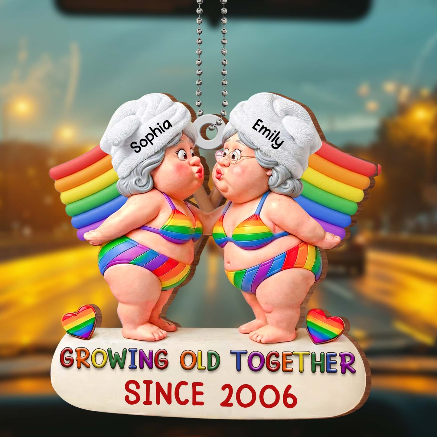 Growing Old Together, Elderly Couple With Rainbow Colors