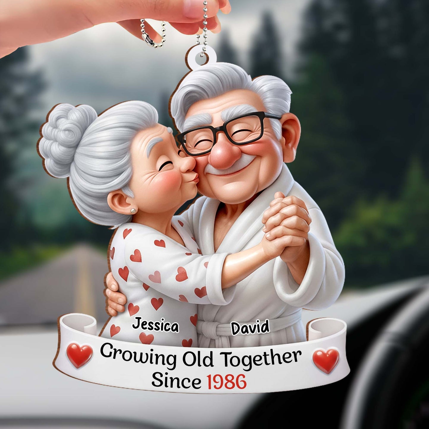 Growing Old Together, Elderly Couple With Hearts