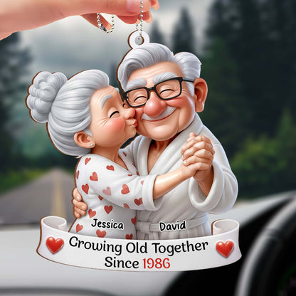 Growing Old Together, Elderly Couple With Hearts