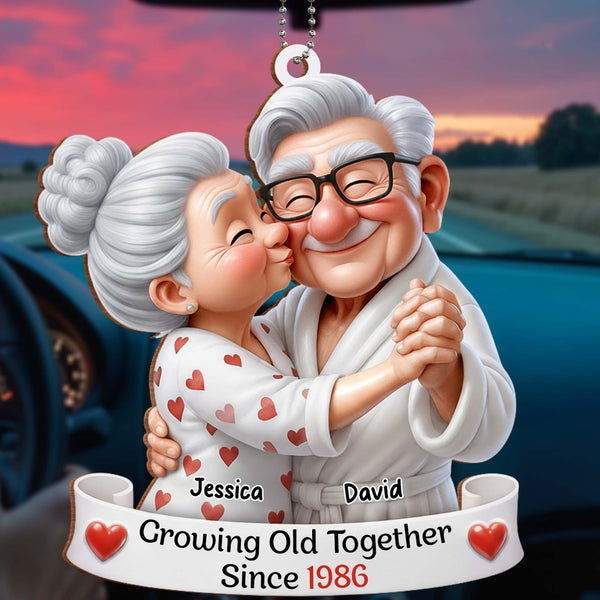 Growing Old Together, Elderly Couple With Hearts
