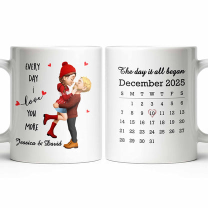 Every Day I Love You More, Couple And Calendar Design